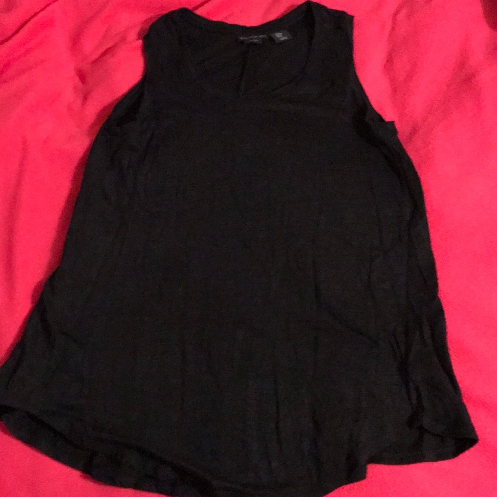 Tahari Black linen tank top